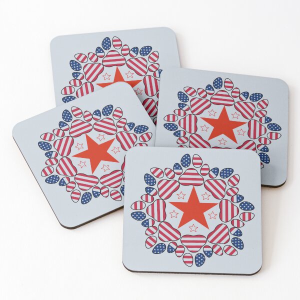 Item preview, Patriotic paws and red stars mandala art designed and sold by Doodles Down South.