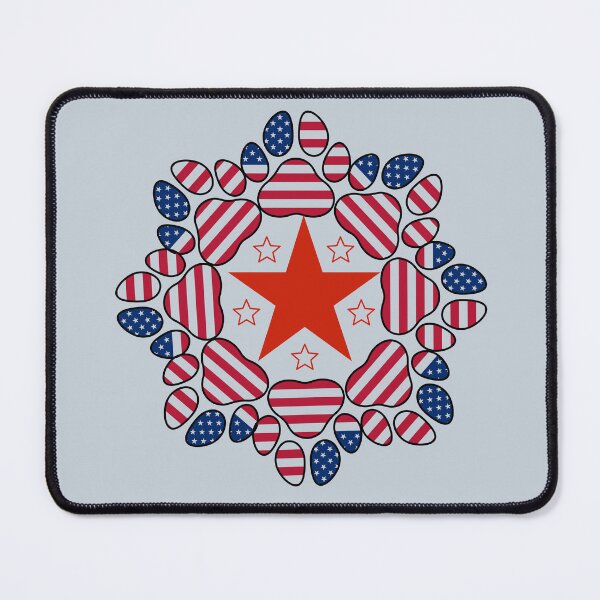 Item preview, Patriotic paws and red stars mandala art designed and sold by Doodles Down South.