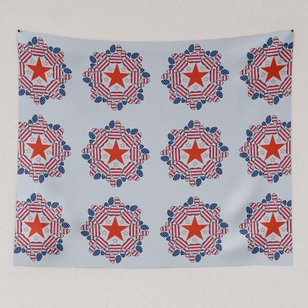 Item preview, Patriotic paws and red stars mandala art designed and sold by Doodles Down South.