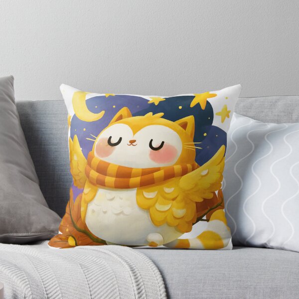 Item preview, Cute Cat in Owl Costume Flying Winter Night Sticker designed and sold by AMIDATORA.