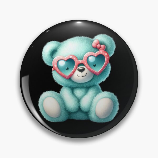 Item preview, Cute Turquoise Teddy Bear with Pink Heart Shaped Sunglasses  designed and sold by SweetLilith.