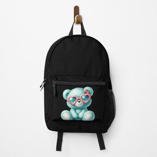 Item preview, Cute Turquoise Teddy Bear with Pink Heart Shaped Sunglasses  designed and sold by SweetLilith.