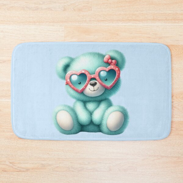 Item preview, Cute Turquoise Teddy Bear with Pink Heart Shaped Sunglasses  designed and sold by SweetLilith.