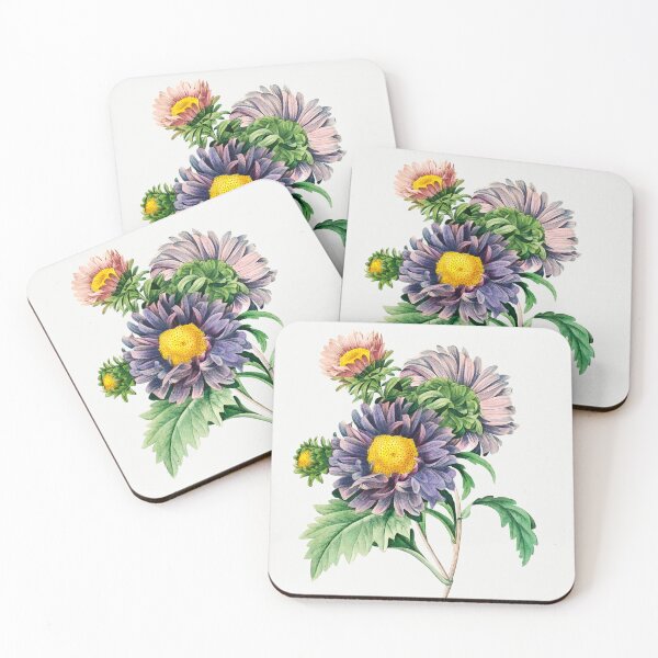 Item preview, China Aster Flowers Botanical Illustration designed and sold by TheRetroArtRoom.