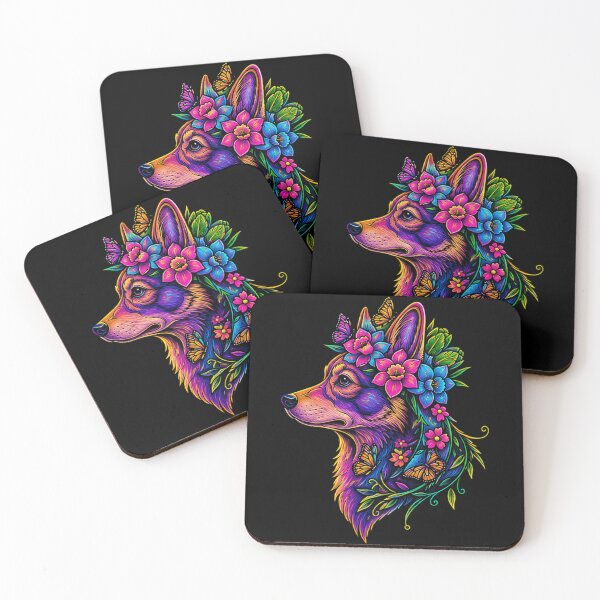 Item preview, Modern Floral Face Wolfie designed and sold by Darwinbrown1981.