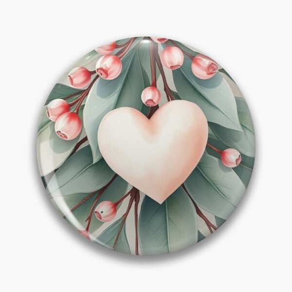Item preview, Watercolor Heart with Lush Pastel Botanical Foliage designed and sold by Vida e Arte.