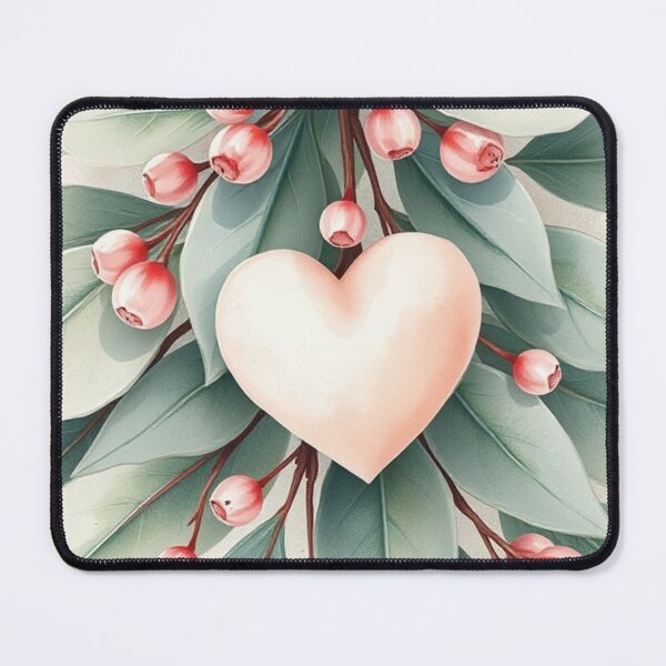 Item preview, Watercolor Heart with Lush Pastel Botanical Foliage designed and sold by Vida e Arte.