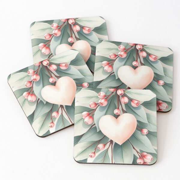 Item preview, Watercolor Heart with Lush Pastel Botanical Foliage designed and sold by Vida e Arte.