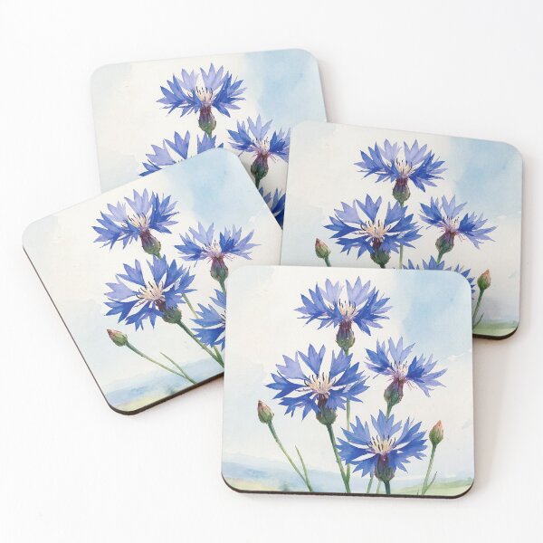 Item preview, Blue Cornflower Watercolor Bouquet - Botanical Wildflower Art designed and sold by Darlin8888.