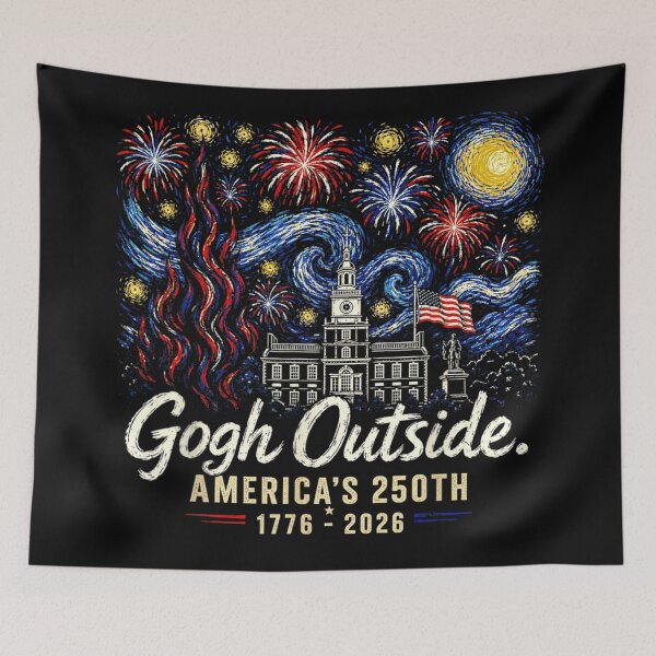Item preview, Gogh Outside Americas 250th Semicentennial Starry Night Fireworks Independence Hall Philadelphia designed and sold by GalenoHenley.