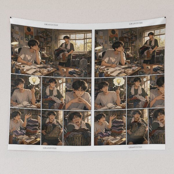 Item preview, Student Life Cozy Reading Room Comic Print designed and sold by Grafititee.