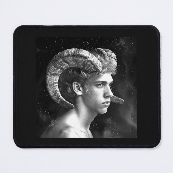 Item preview, Black and White Aries Zodiac Ram Portrait designed and sold by inkoutninja.