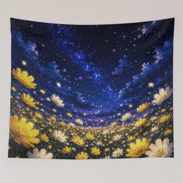 Item preview, Geometric Style Starry Night Cosmos Floral Landscape designed and sold by A-C-G.
