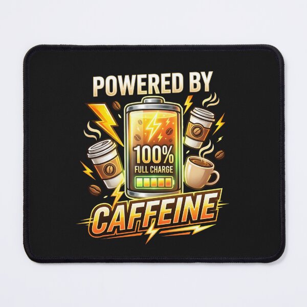 Item preview, Powered By Caffeine Funny Coffee Lover Design designed and sold by Pixel Analytics.