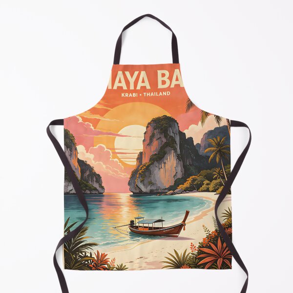 Artikelvorschau, Vintage-Reiseposter „Maya Bay, Thailand“ mit tropischem Sonnenuntergang entworfen und verkauft von Spirit of Siam.
