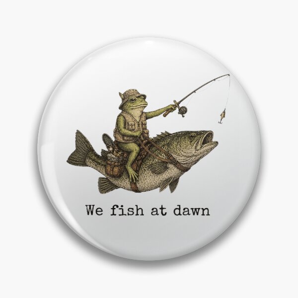 Item preview, Vintage Frog Riding Bass Fish Fishing At Dawn Whimsical Cottagecore Art designed and sold by DienesAngele.