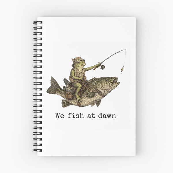 Item preview, Vintage Frog Riding Bass Fish Fishing At Dawn Whimsical Cottagecore Art designed and sold by DienesAngele.