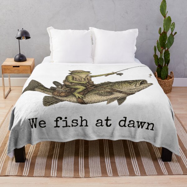 Item preview, Vintage Frog Riding Bass Fish Fishing At Dawn Whimsical Cottagecore Art designed and sold by DienesAngele.