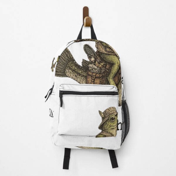 Item preview, Vintage Frog Riding Bass Fish Fishing At Dawn Whimsical Cottagecore Art designed and sold by DienesAngele.