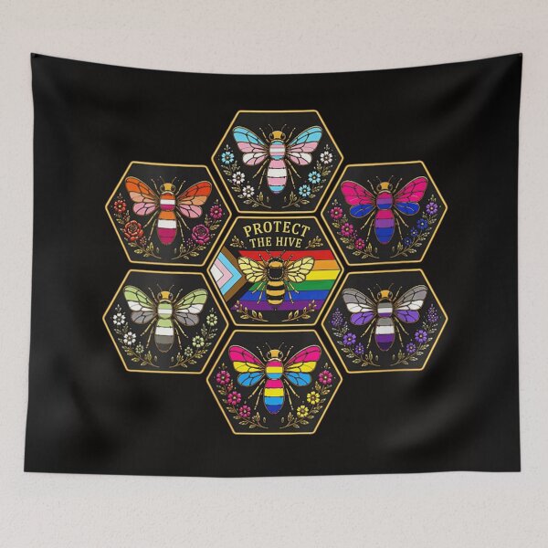 Item preview, Protect The Hive Pride Flag Bees Diversity LGBTQ Inclusion Geometric Art designed and sold by DuneHaicna.
