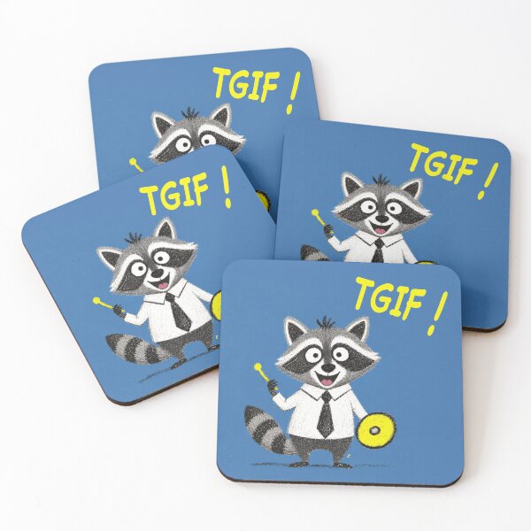 Item preview, TGIF Office Racoon | Cute Funny Raccoon Celebrating the Weekend designed and sold by 516 Studio.
