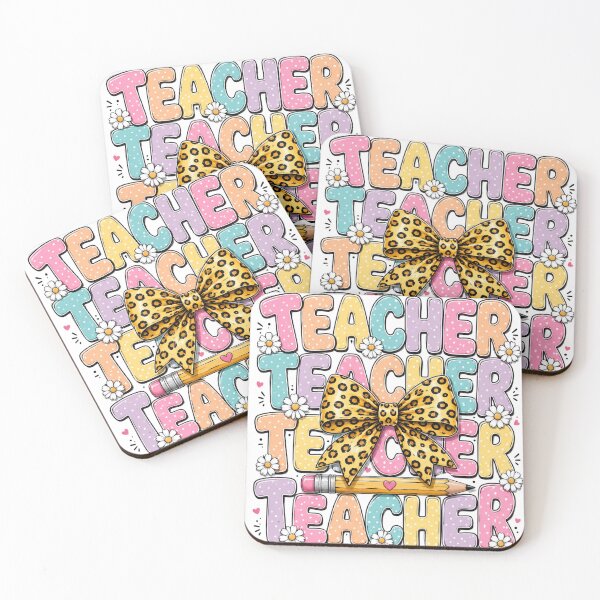 Item preview, Teacher Repeat Pattern with Leopard Bow Design designed and sold by LunaPixelStudio.