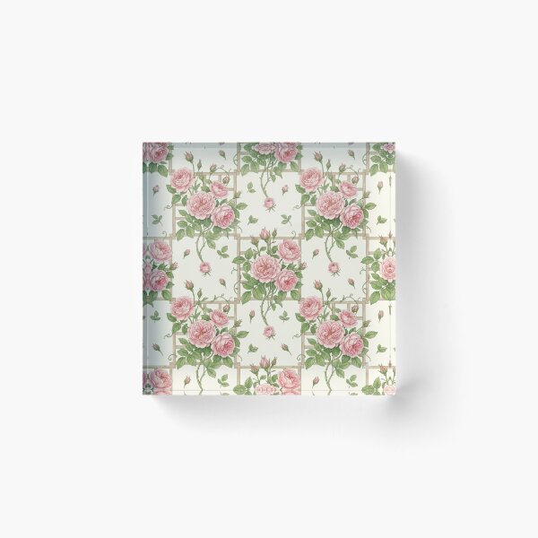Item preview, Vintage Pink Rose Trellis Seamless Pattern designed and sold by FashioonTrends.