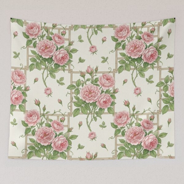 Item preview, Vintage Pink Rose Trellis Seamless Pattern designed and sold by FashioonTrends.