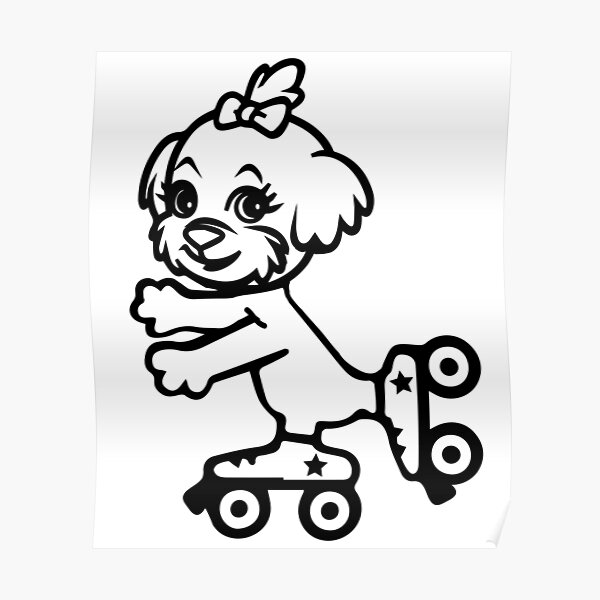 "Dog on roller skates" Poster by tarek25 Redbubble