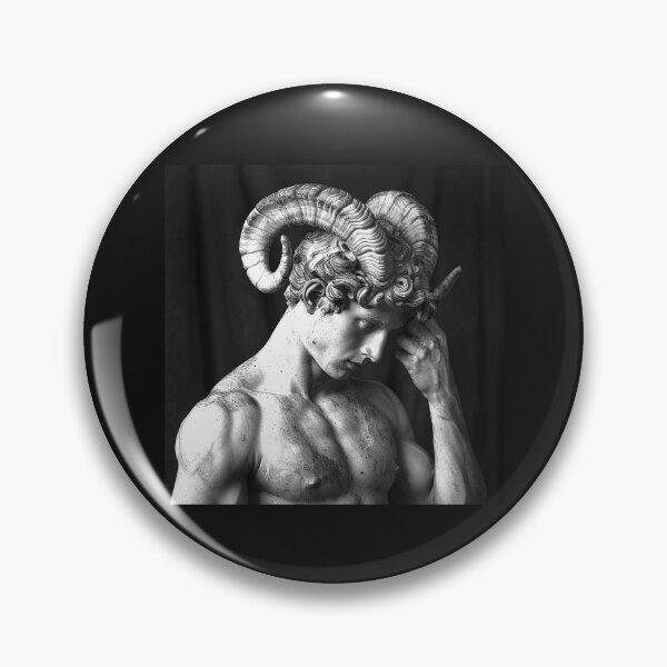 Item preview, Black and White Aries Ram Horn Man Portrait designed and sold by inkoutninja.