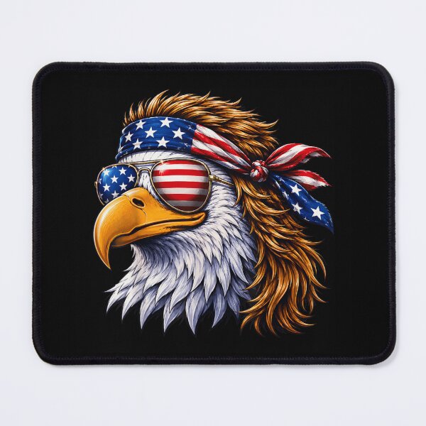 Item preview, Patriotic American Bald Eagle With Mullet Haircut Wearing Sunglasses And Bandana designed and sold by YubitaLeLe.