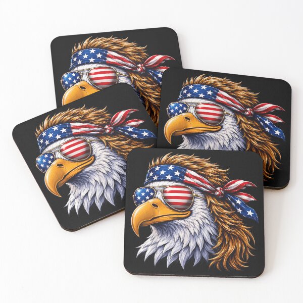 Item preview, Patriotic American Bald Eagle With Mullet Haircut Wearing Sunglasses And Bandana designed and sold by YubitaLeLe.