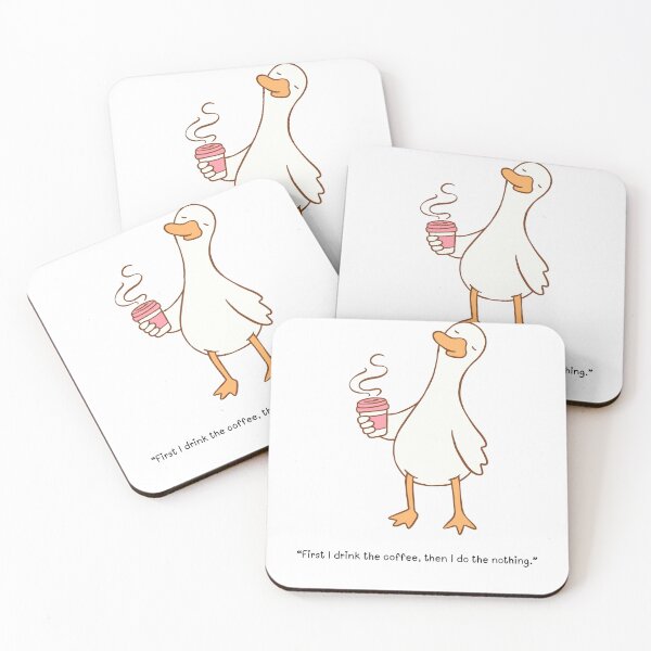 Item preview, Minimalist Lazy Duck With Coffee designed and sold by LILI SHOP.