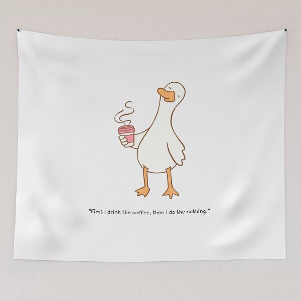 Aperçu de l'œuvre Lazy Duck minimaliste avec café créée et vendue par LILI SHOP.