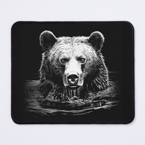 Item preview, Black and White Bear Emerging from Water designed and sold by inkoutninja.
