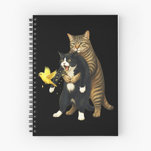 Item preview, Funny Cat Performing Heimlich Maneuver On Choking Friend With Canary Bird designed and sold by YubitaLeLe.
