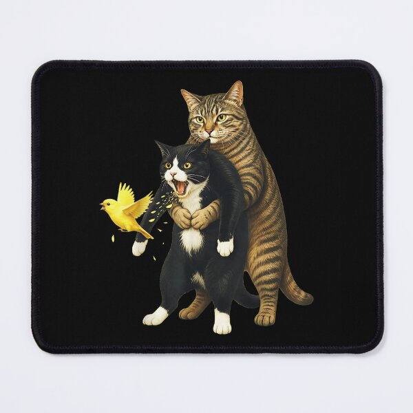 Item preview, Funny Cat Performing Heimlich Maneuver On Choking Friend With Canary Bird designed and sold by YubitaLeLe.