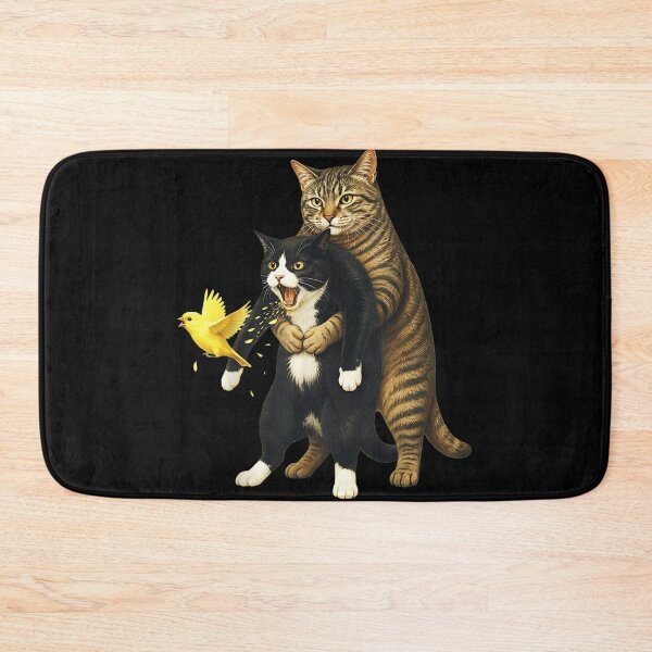 Item preview, Funny Cat Performing Heimlich Maneuver On Choking Friend With Canary Bird designed and sold by YubitaLeLe.