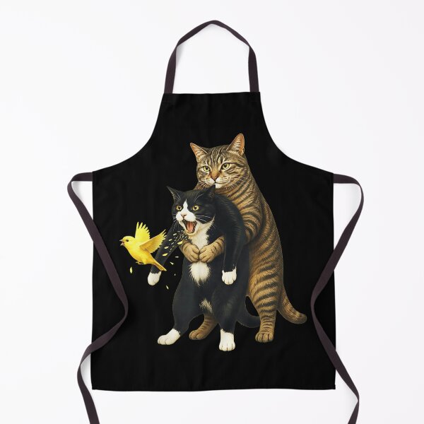 Item preview, Funny Cat Performing Heimlich Maneuver On Choking Friend With Canary Bird designed and sold by YubitaLeLe.
