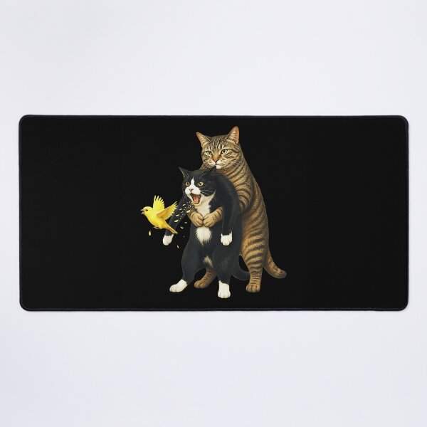 Item preview, Funny Cat Performing Heimlich Maneuver On Choking Friend With Canary Bird designed and sold by YubitaLeLe.