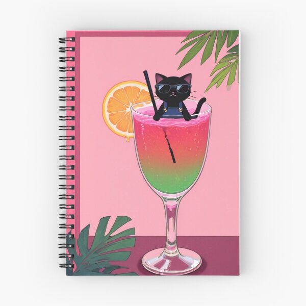 Item preview, Cool Black Cat Cocktail - Whimsical Summer Drink Art designed and sold by BLUESKY11a.