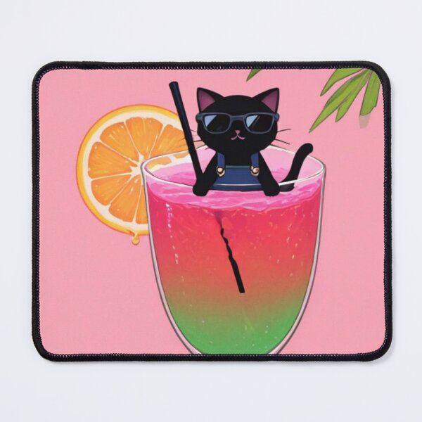 Item preview, Cool Black Cat Cocktail - Whimsical Summer Drink Art designed and sold by BLUESKY11a.