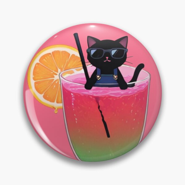 Item preview, Cool Black Cat Cocktail - Whimsical Summer Drink Art designed and sold by BLUESKY11a.