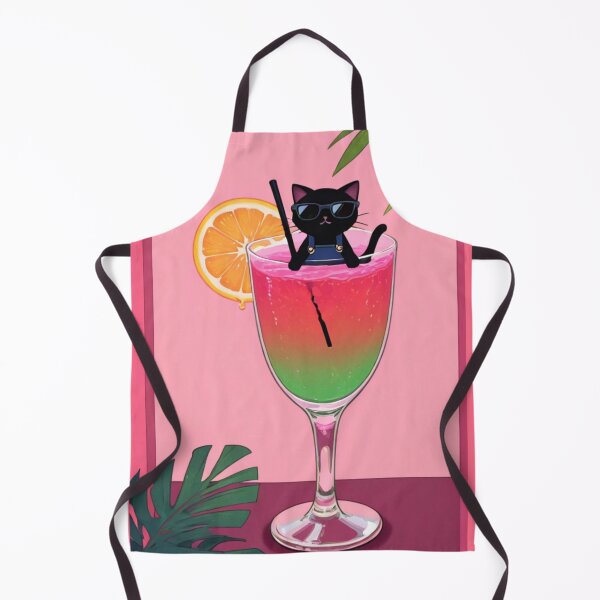 Item preview, Cool Black Cat Cocktail - Whimsical Summer Drink Art designed and sold by BLUESKY11a.