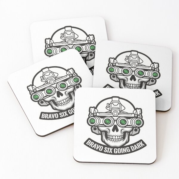Item preview, Bravo Six Going Dark NODs Skull Operator Night Vision Tactical Sticker Tee designed and sold by theminimalzone.