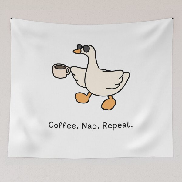 Aperçu de l'œuvre Cool Duck Coffee Nap Repeat créée et vendue par LILI SHOP.