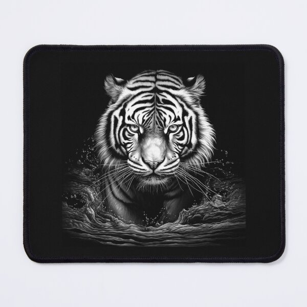 Item preview, Black and White Tiger Emerging from Water designed and sold by inkoutninja.