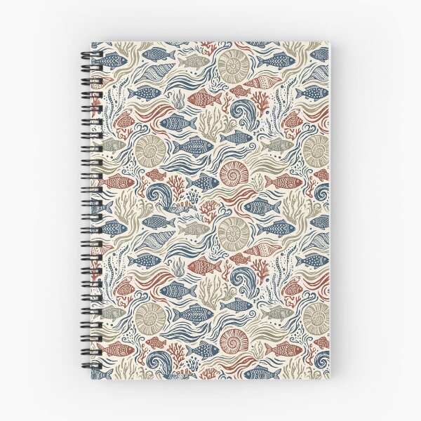 Item preview, Coastal Marine Life Folk Art Seamless Pattern designed and sold by SplashTastic.