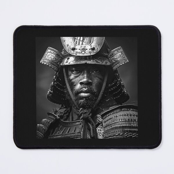 Item preview, Black and White Samurai Warrior Close-Up Portrait designed and sold by inkoutninja.