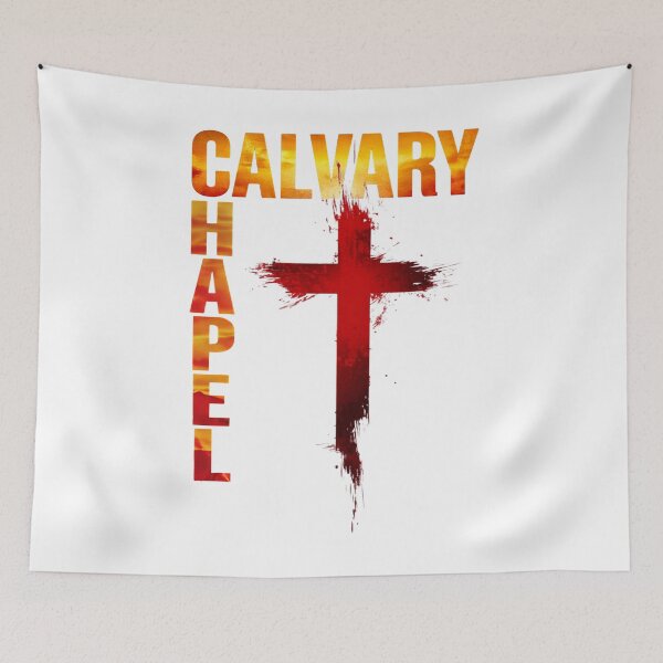 Item preview, Calvary Chapel Bold Vertical Text & Splatter Cross Christian Design designed and sold by Jen.Lou.